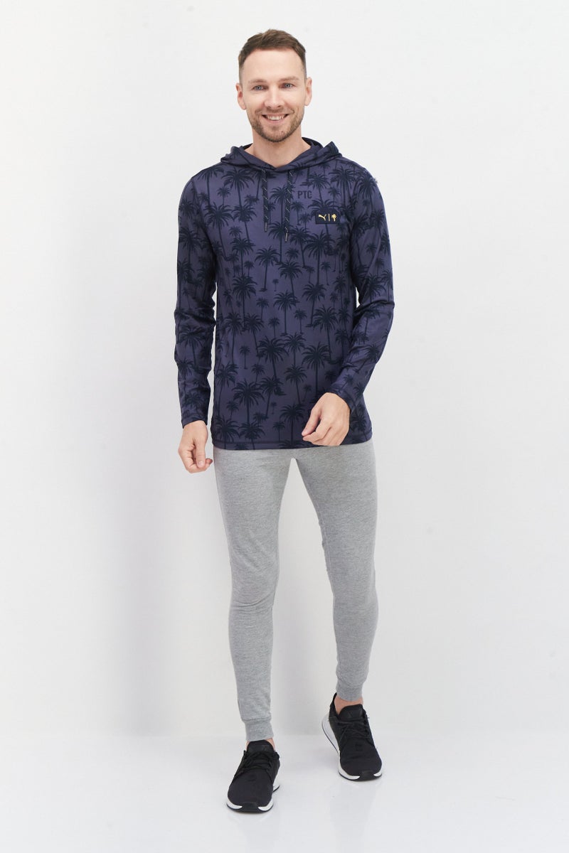 PUMA هودي رياضي للرجال بأكمام طويلة، أزرق - Image 4